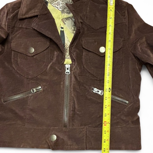 One Girl Who Corduroy Jacket Brown Floral Lined Boho Western Anthropologie - Picture 3 of 6